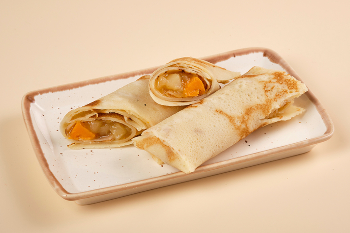 Блинчик постный с тыквой, яблоком, корицей и медом 2шт/200гр 0 - фудмаркет «Ватрушка» Блинчик постный с тыквой, яблоком, корицей и медом 2шт/200гр 0