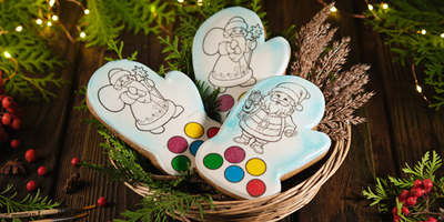 Пряник Новогодняя раскраска Варежка 1шт 110гр